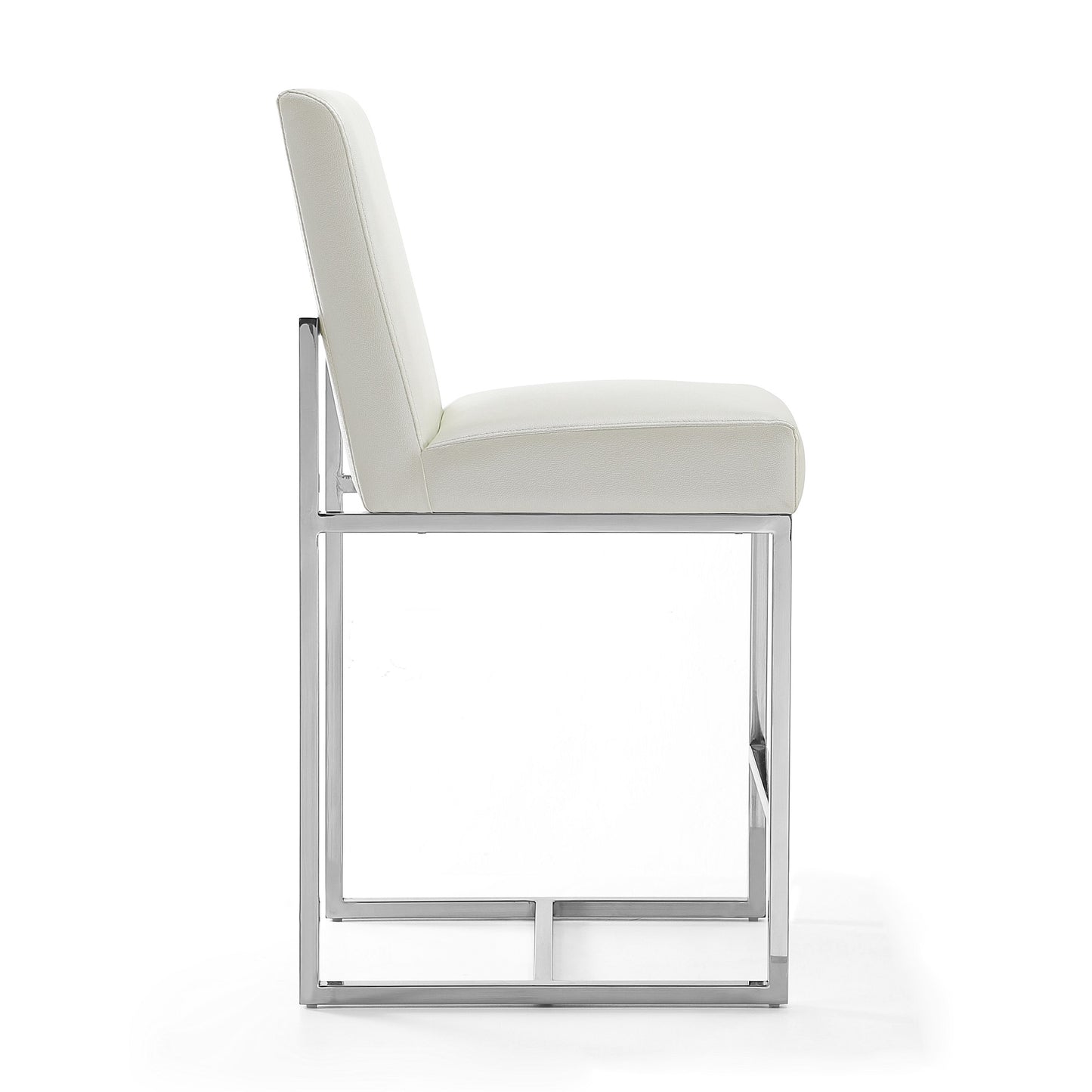 Element Modern Metal Upholstered Counter Stool in Pearl White - Set of 2 2-CS003-PW