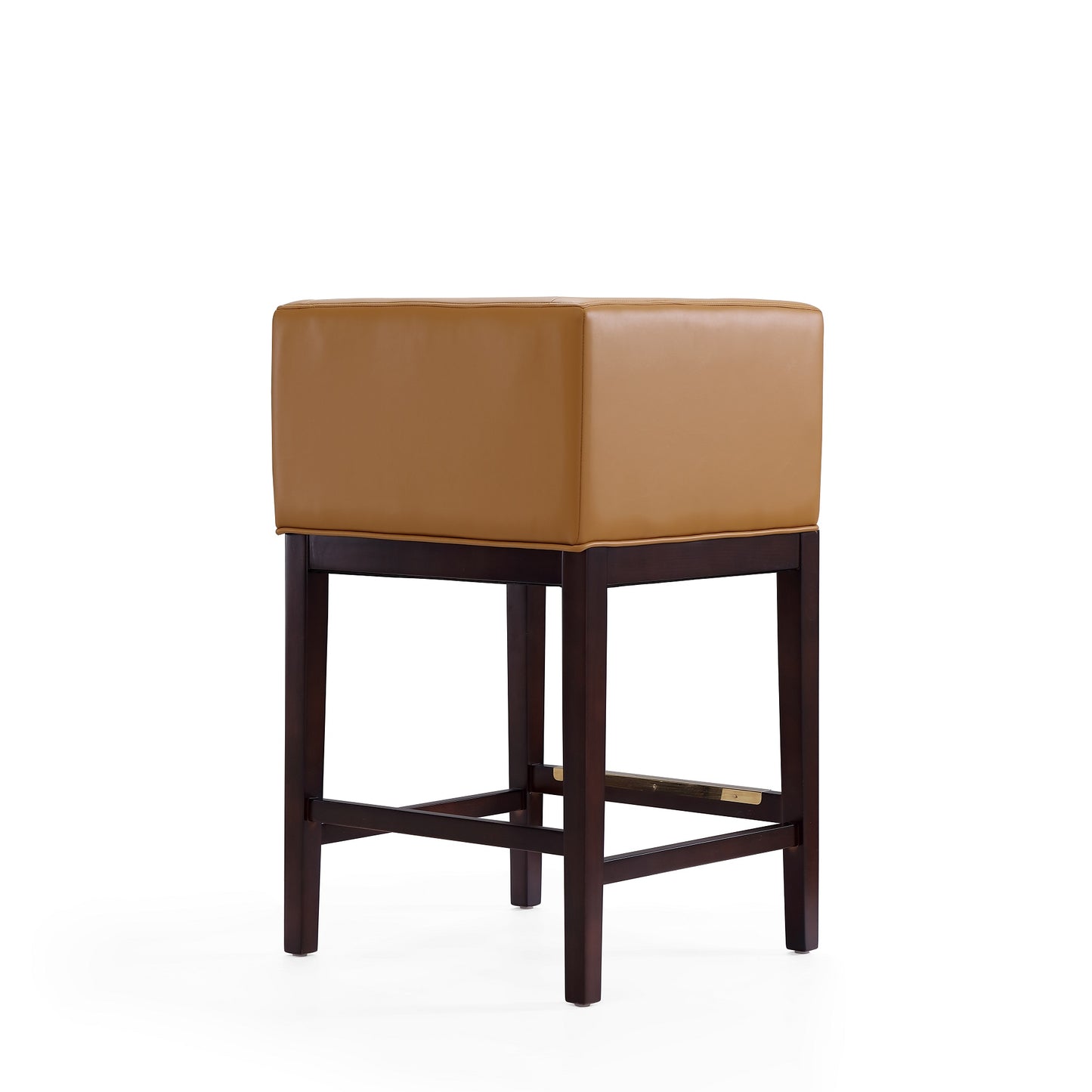 Manhattan Comfort Kingsley 34 in. Camel and Dark Walnut Beech Wood Counter Height Bar Stool (Set of 2) 2-CS005-CL