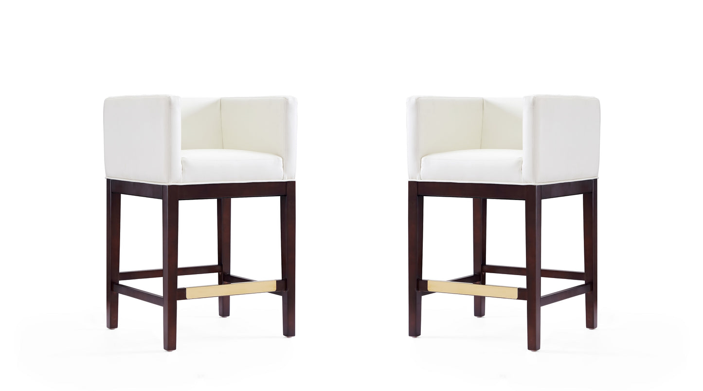 Kingsley Mid-Century Modern Wood Upholstered Counter Stool in Ivory - Set of 2 2-CS005-IV