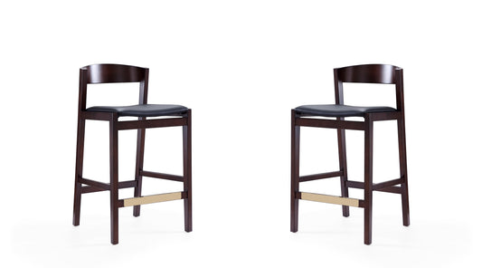 Manhattan Comfort Klismos 36.75 in. Dark Walnut Beech Wood Counter Height Bar Stool