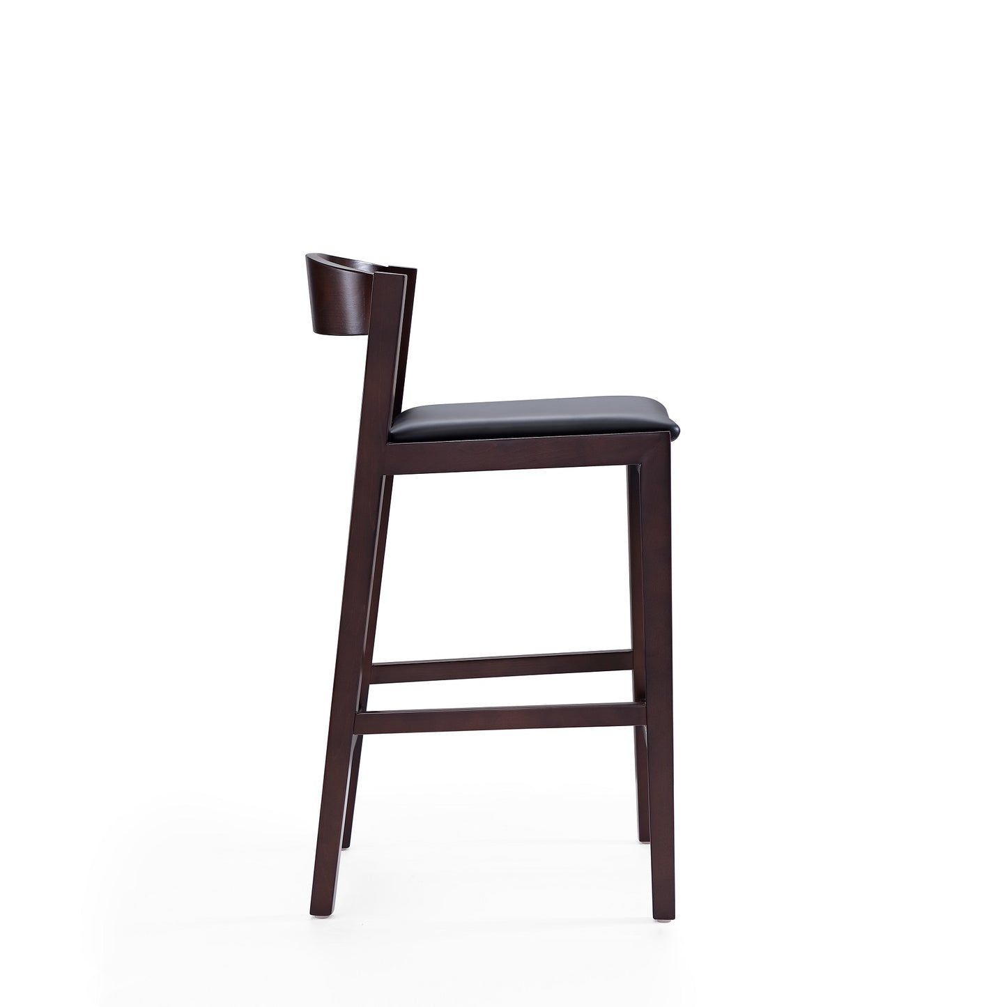 Klismos Mid-Century Modern Wood Upholstered Counter Stool in Black - Set of 2 2-CS007-BK