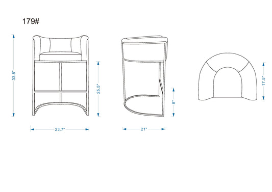 Manhattan Comfort Cosmopolitan 33.8 in. Camel and Black Metal Counter Height Bar Stool (Set of 2) 2-CS008-CL