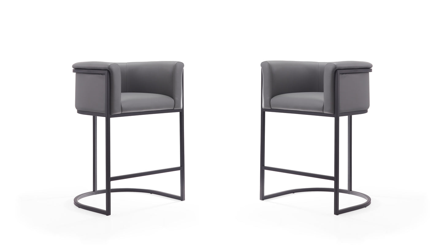 Cosmopolitan Mid-Century Modern Metal Upholstered Counter Stool in Gray - Set of 2 2-CS008-GY