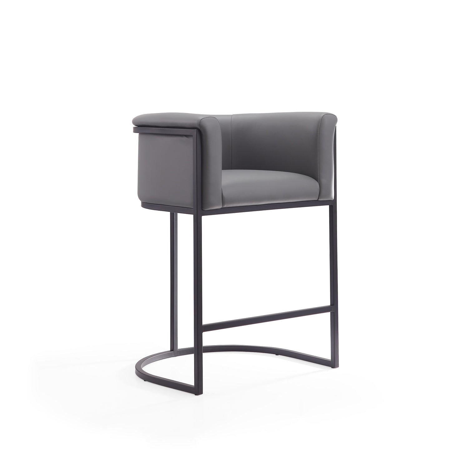 Cosmopolitan Mid-Century Modern Metal Upholstered Counter Stool in Gray - Set of 2 2-CS008-GY
