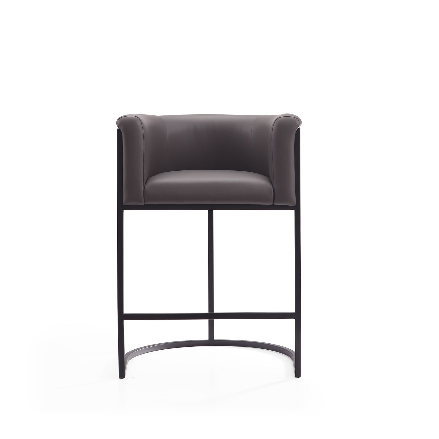 Cosmopolitan Mid-Century Modern Metal Upholstered Counter Stool in Graphite - Set of 2 2-CS008-PE