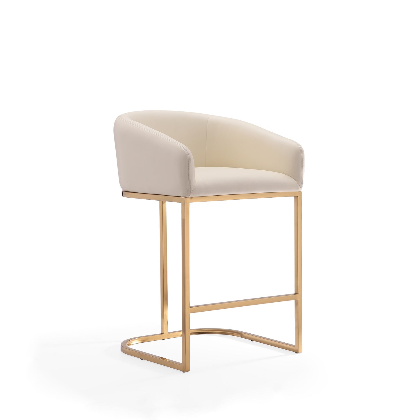 Manhattan Comfort Louvre 36 in. Cream and Titanium Gold Stainless Steel Counter Height Bar Stool (Set of 2) 2-CS009-CR
