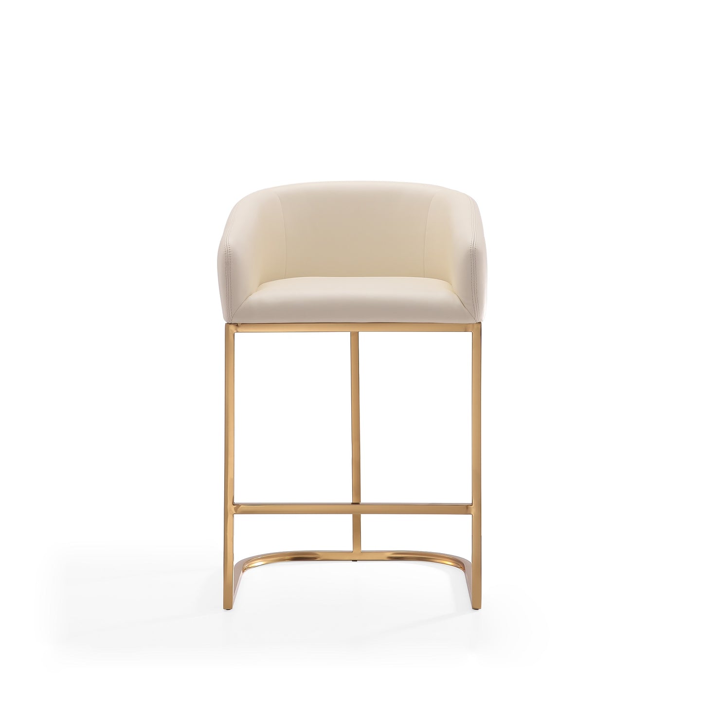 Manhattan Comfort Louvre 36 in. Cream and Titanium Gold Stainless Steel Counter Height Bar Stool (Set of 2) 2-CS009-CR