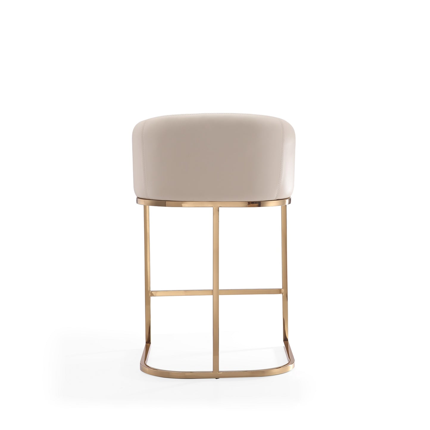 Manhattan Comfort Louvre 36 in. Cream and Titanium Gold Stainless Steel Counter Height Bar Stool (Set of 2) 2-CS009-CR