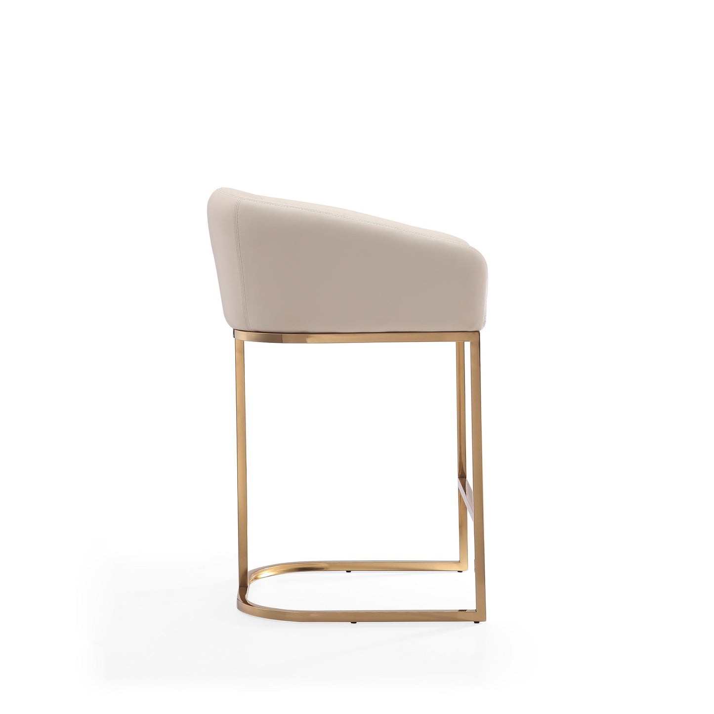 Manhattan Comfort Louvre 36 in. Cream and Titanium Gold Stainless Steel Counter Height Bar Stool (Set of 2) 2-CS009-CR
