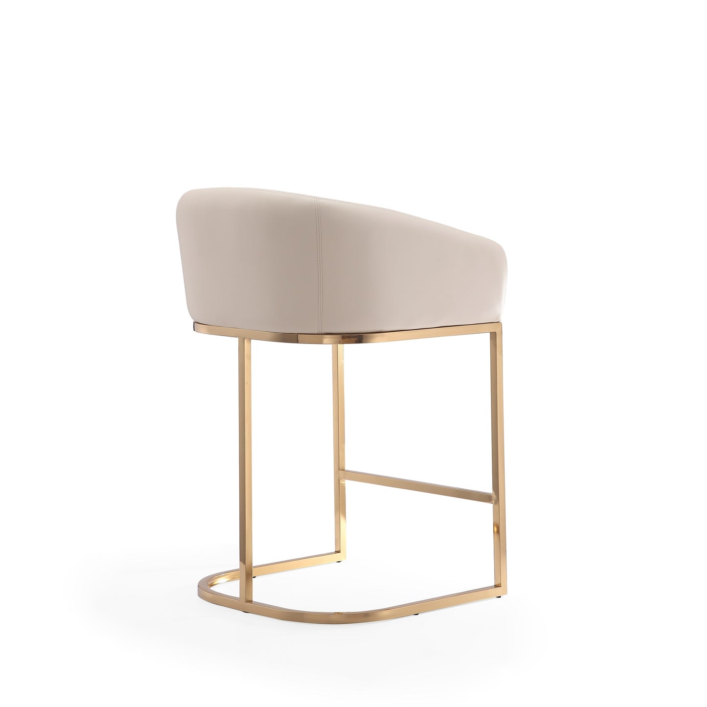 Manhattan Comfort Louvre 36 in. Cream and Titanium Gold Stainless Steel Counter Height Bar Stool (Set of 2) 2-CS009-CR