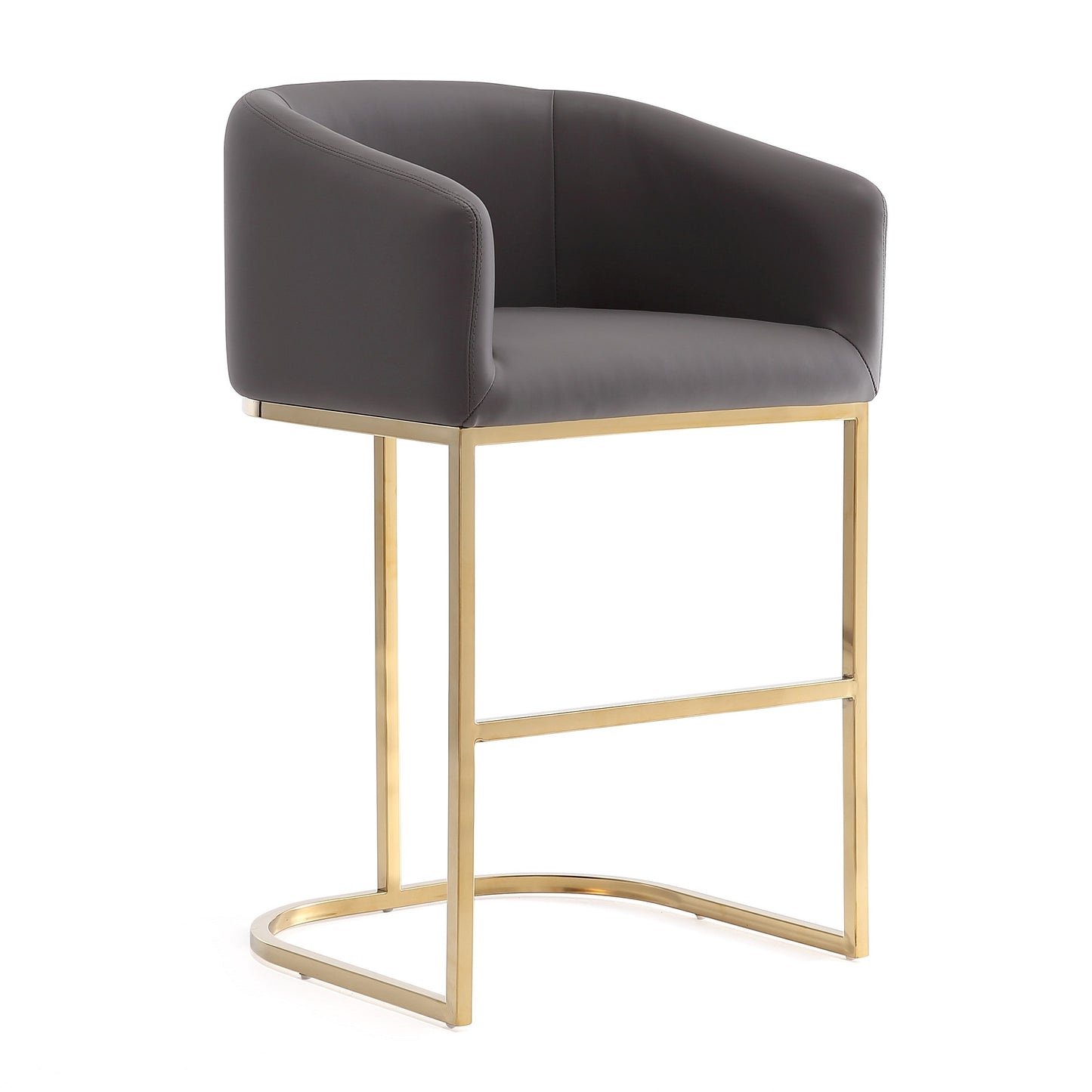 Manhattan Comfort Louvre 36 in. Grey and Titanium Gold Stainless Steel Counter Height Bar Stool (Set of 2) 2-CS009-GY