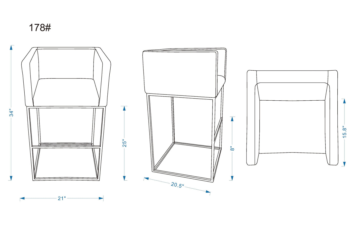 Manhattan Comfort Embassy Counter Height Bar Stool (Set of 2 or 3)