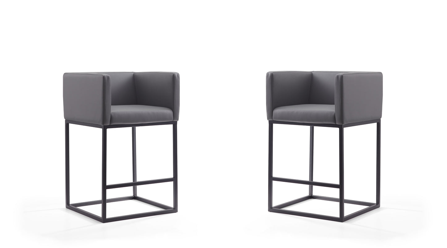 Embassy Mid-Century Modern Metal Upholstered Counter Stool in Gray - Set of 2 2-CS011-GY