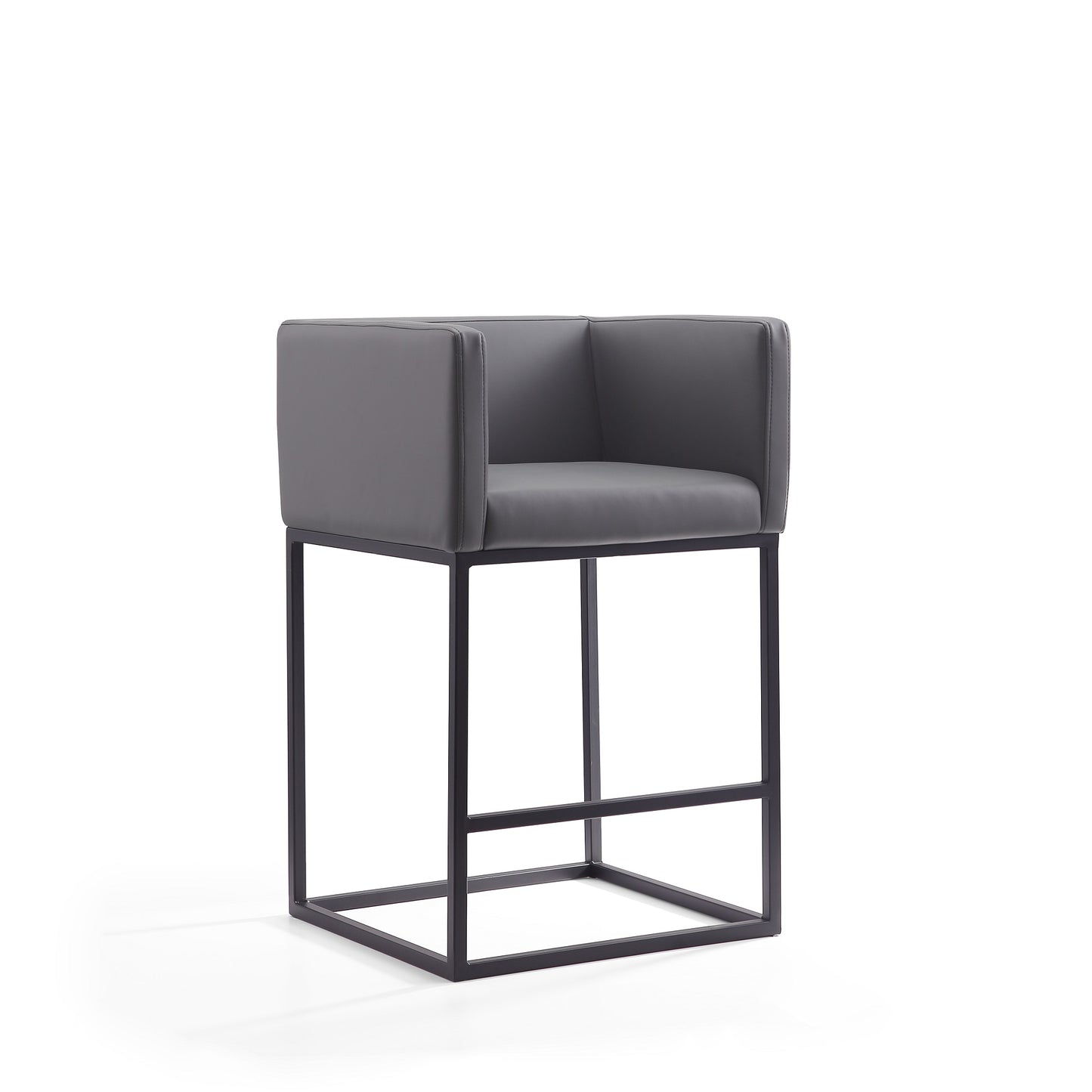 Embassy Mid-Century Modern Metal Upholstered Counter Stool in Gray - Set of 2 2-CS011-GY
