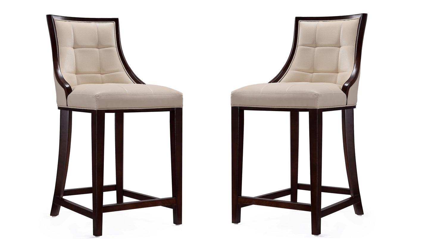 Fifth Avenue Traditional Wood Upholstered Counter Stool in Cream - Set of 2 2-CS012-CR