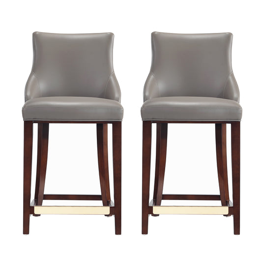 Manhattan Comfort Modern Shubert Counter Stool Upholstered in Dark Taupe Leatherette with Beech Wood Legs - Set of 2 2-CS016-DT