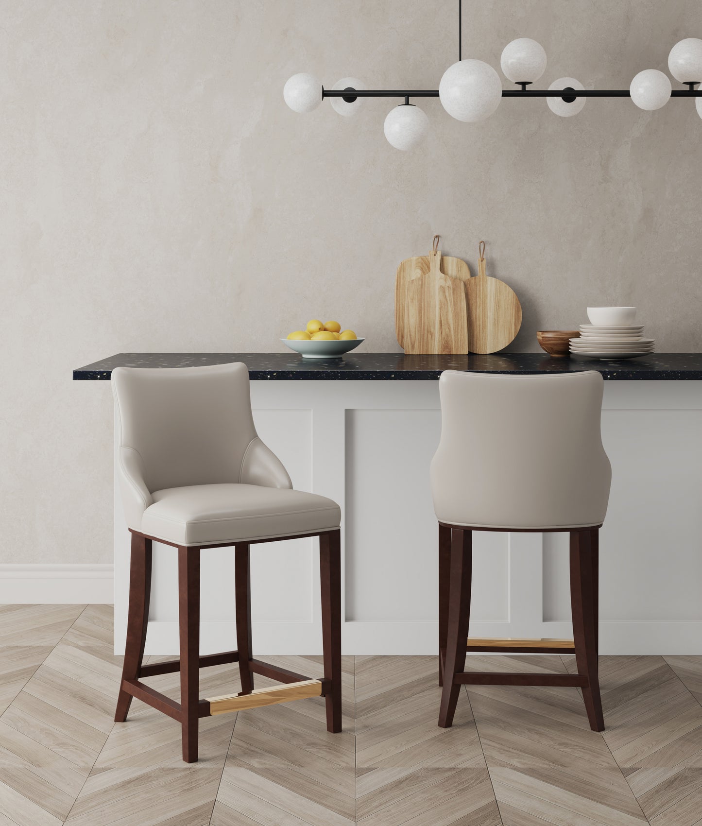 Shubert Modern Wood Upholstered Counter Stool in Light Gray - Set of 2 2-CS016-LG