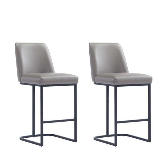 Manhattan Comfort Serena Modern Leatherette Upholstered Counter Stool in Grey - Set of 2 2-CS017-GY