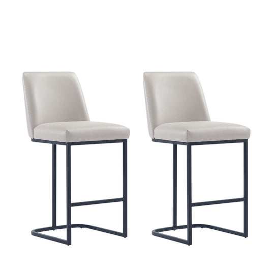 Manhattan Comfort Serena Modern Leatherette Upholstered Counter Stool in Light Grey - Set of 2 2-CS017-LG