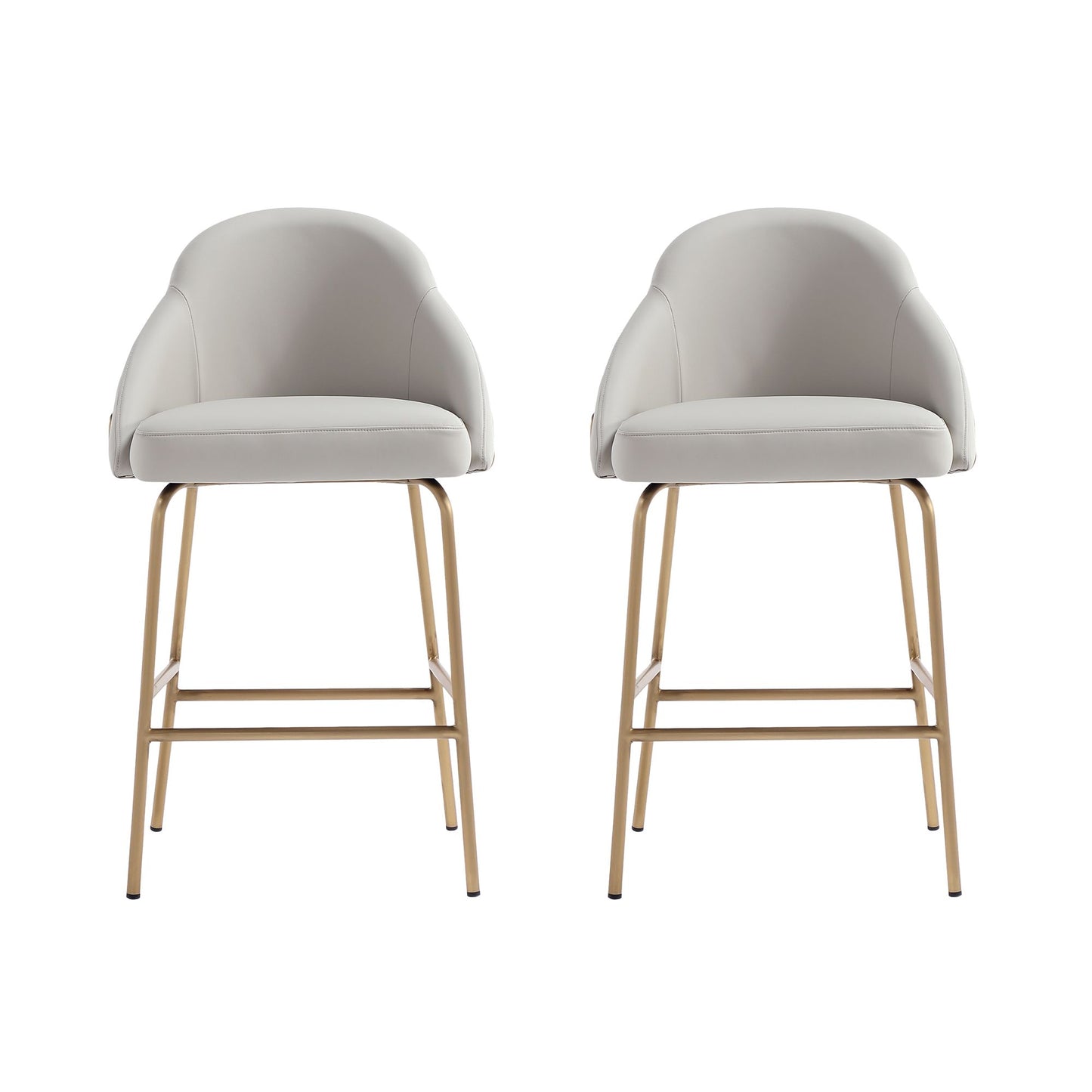 Gracie Modern Metal Upholstered Counter Stool in Stone Gray and Gold - Set of 2 2-CS019-GST