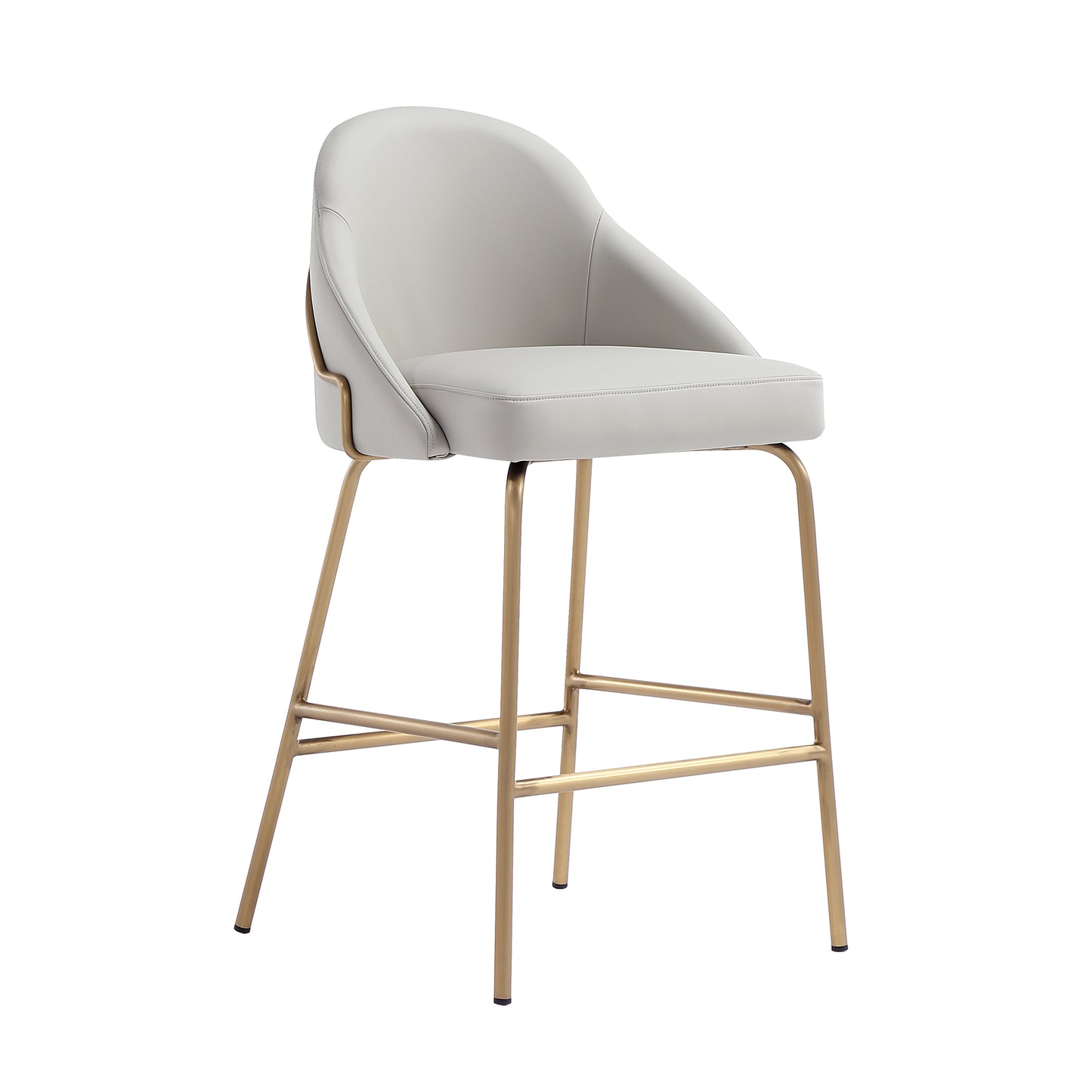 Gracie Modern Metal Upholstered Counter Stool in Stone Gray and Gold - Set of 2 2-CS019-GST