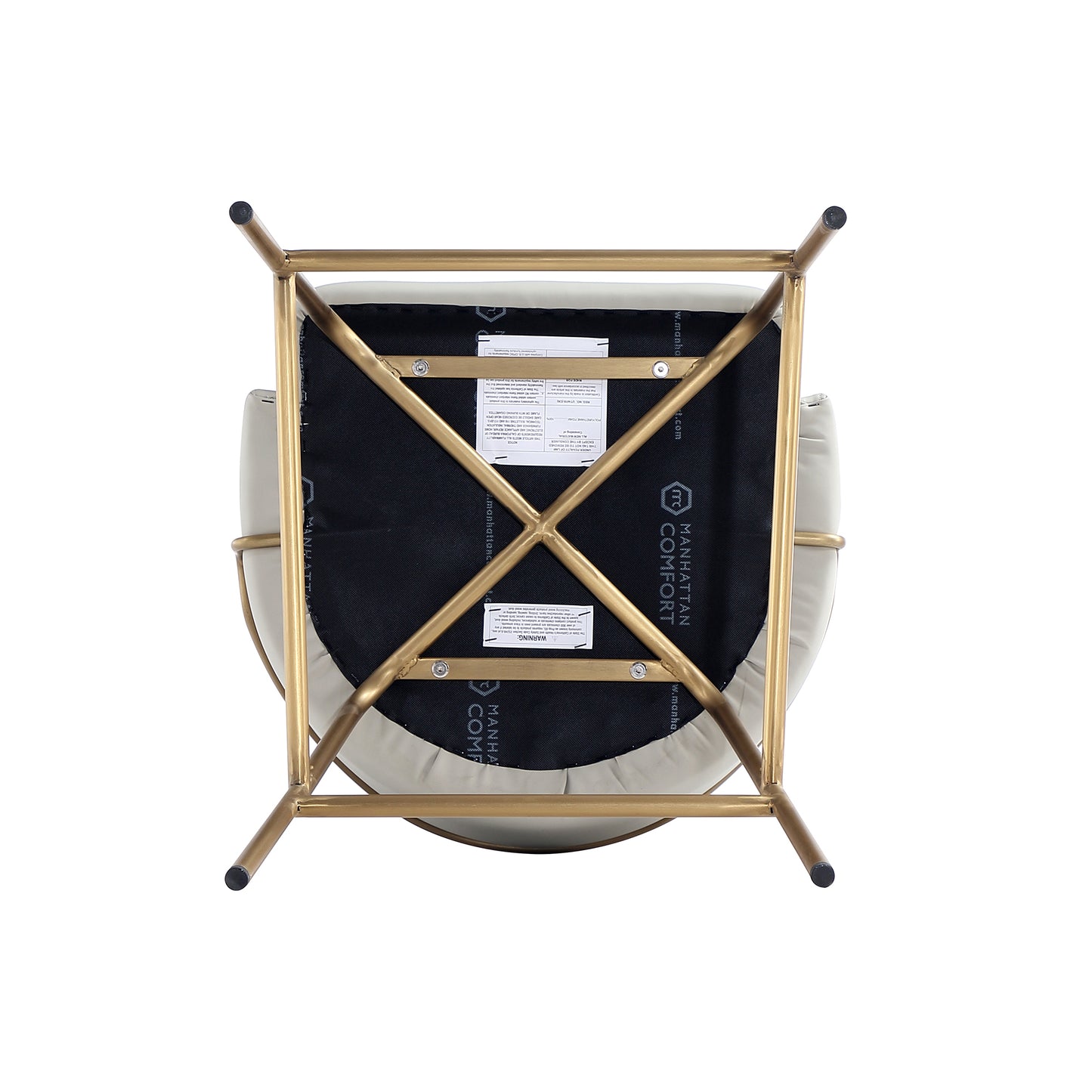 Gracie Modern Metal Upholstered Counter Stool in Stone Gray and Gold - Set of 2 2-CS019-GST