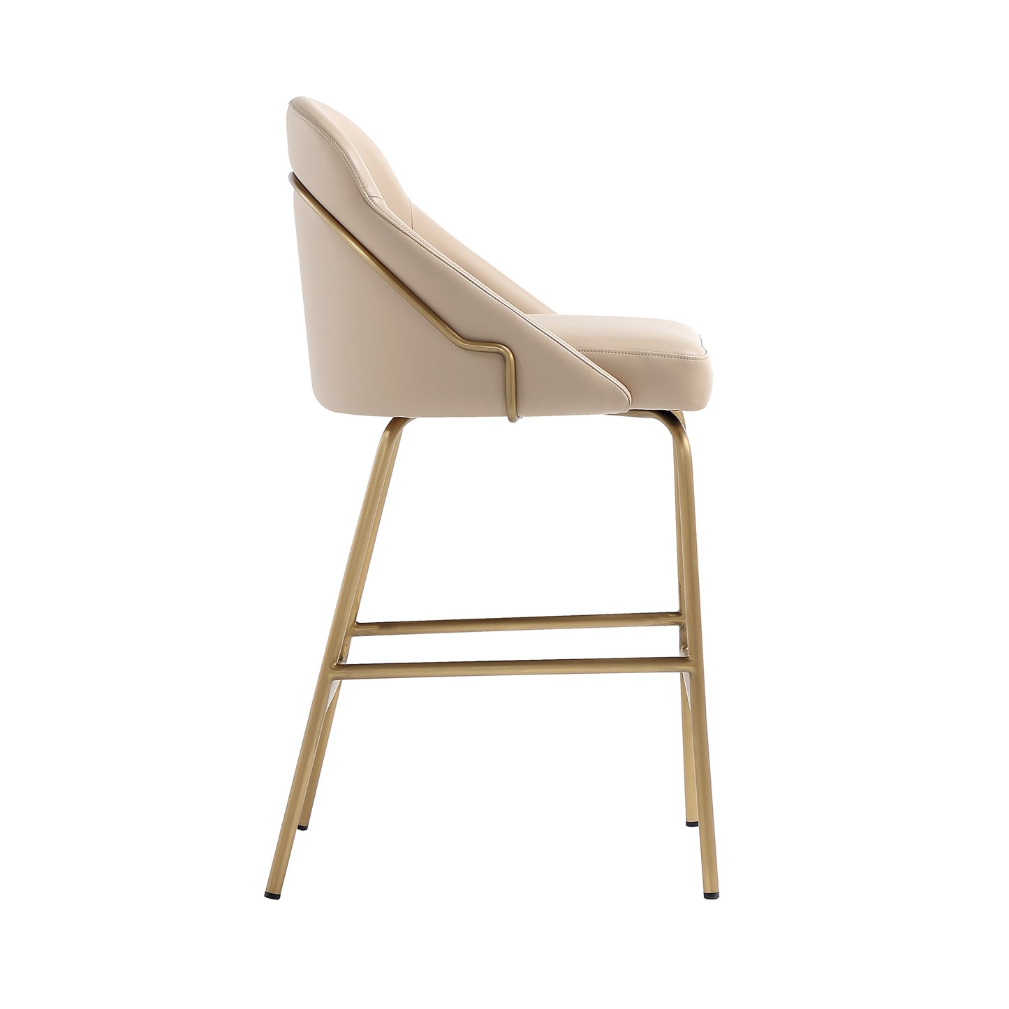 Gracie Modern Metal Upholstered Counter Stool in Tan and Gold - Set of 2 2-CS019-GTN