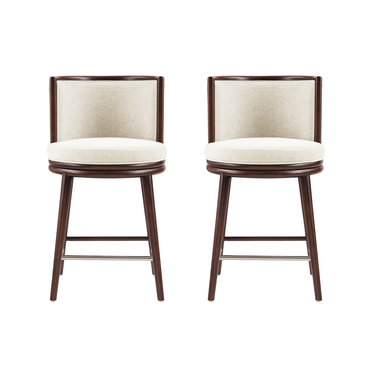 Evalyn Modern Wood Upholstered Counter Stool in Cream - Set of 2 2-CS021-CR