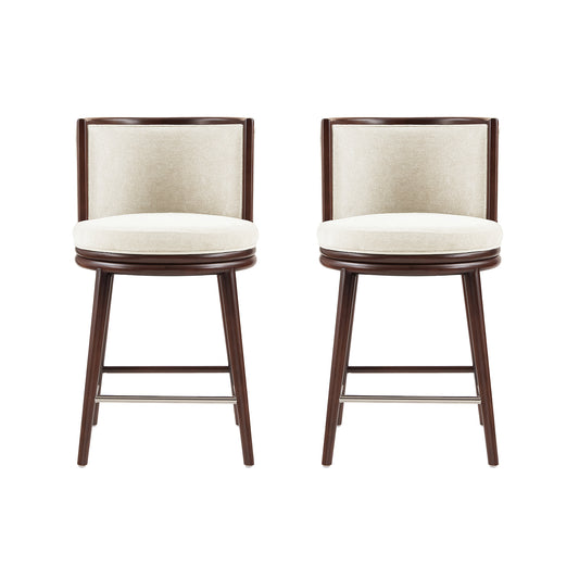 Evalyn Modern Wood Upholstered Counter Stool in Cream - Set of 2 2-CS021-CR