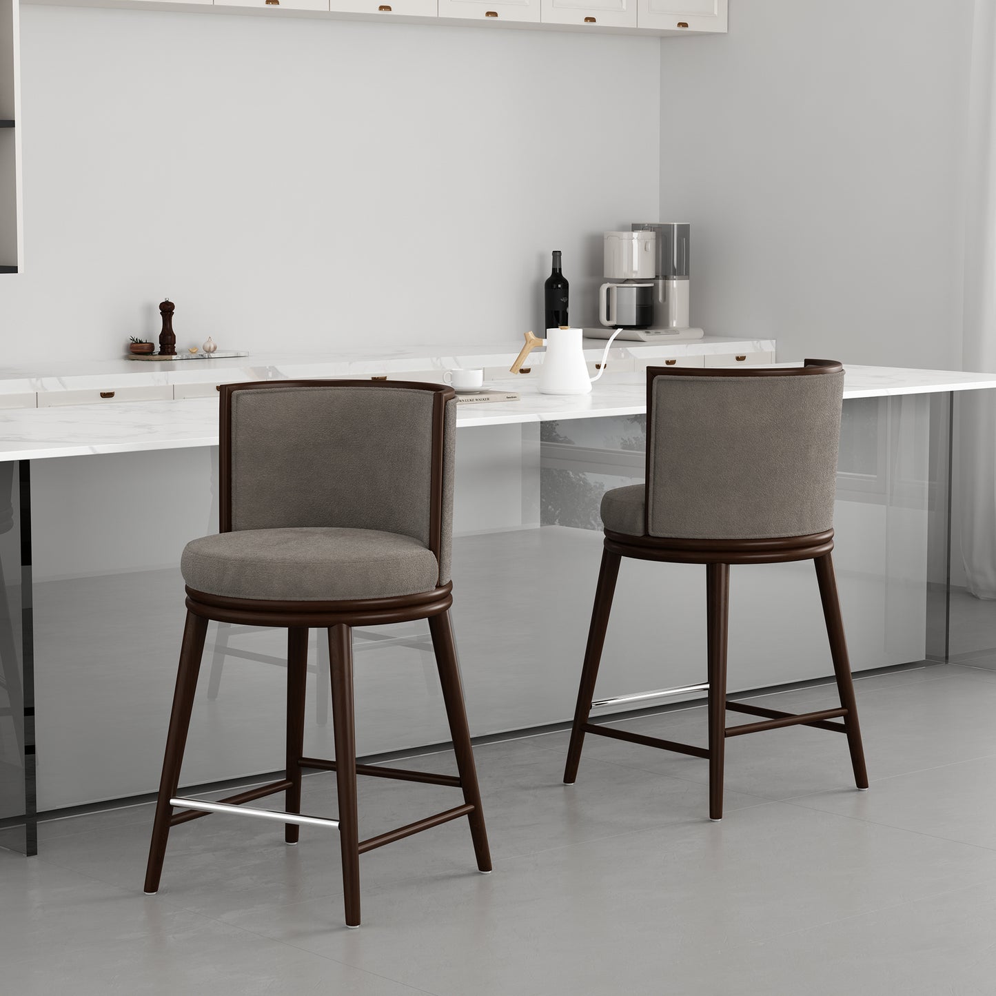 Evalyn Modern Wood Upholstered Counter Stool in Cream - Set of 2 2-CS021-DO