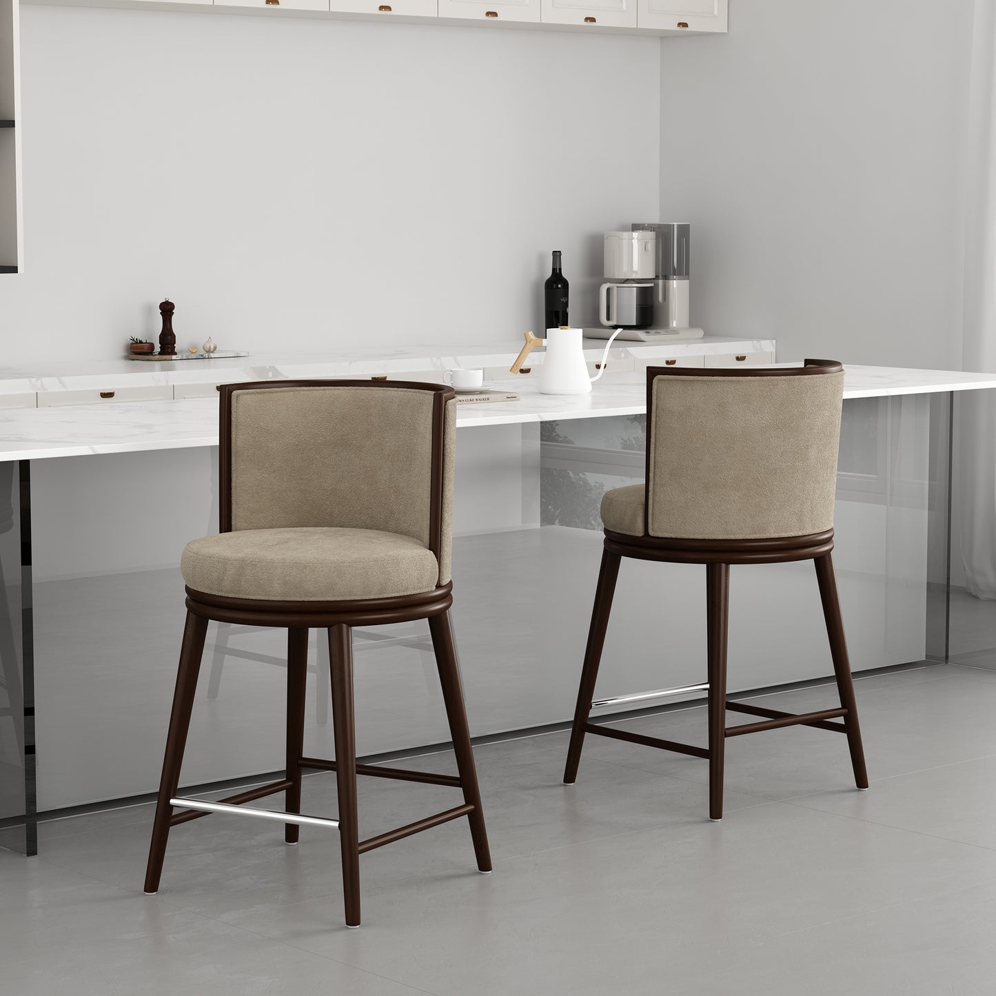 Evalyn Modern Wood Upholstered Counter Stool in Natural - Set of 2 2-CS021-NA