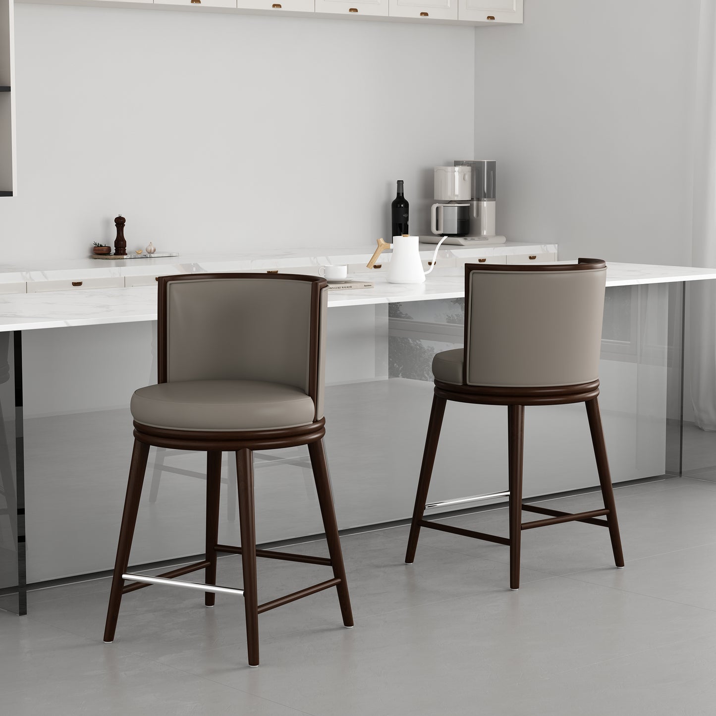 Evalyn Modern Wood Upholstered Counter Stool in Taupe - Set of 2 2-CS021-TP