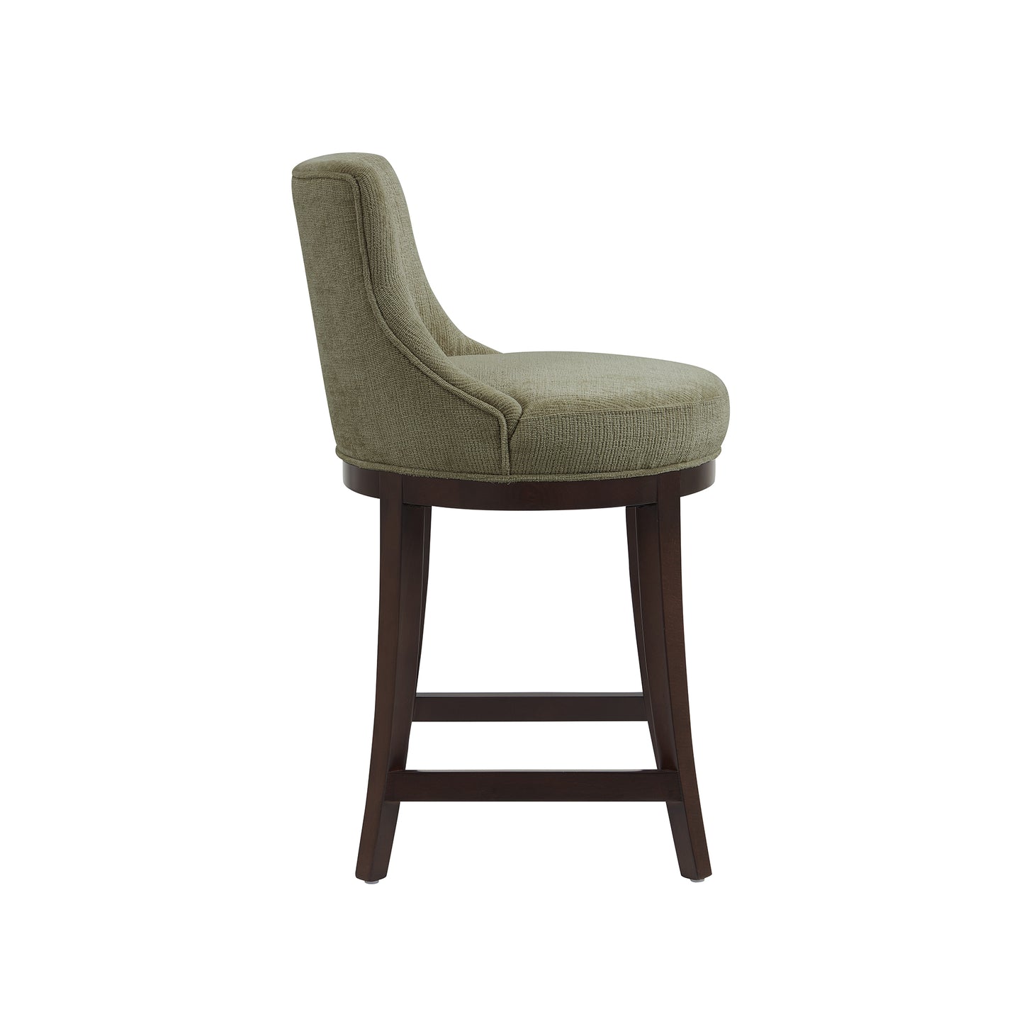 Lucia Modern Wood Chenille Counter Stool in Leaf Green - Set of 2 2-CS022-GR