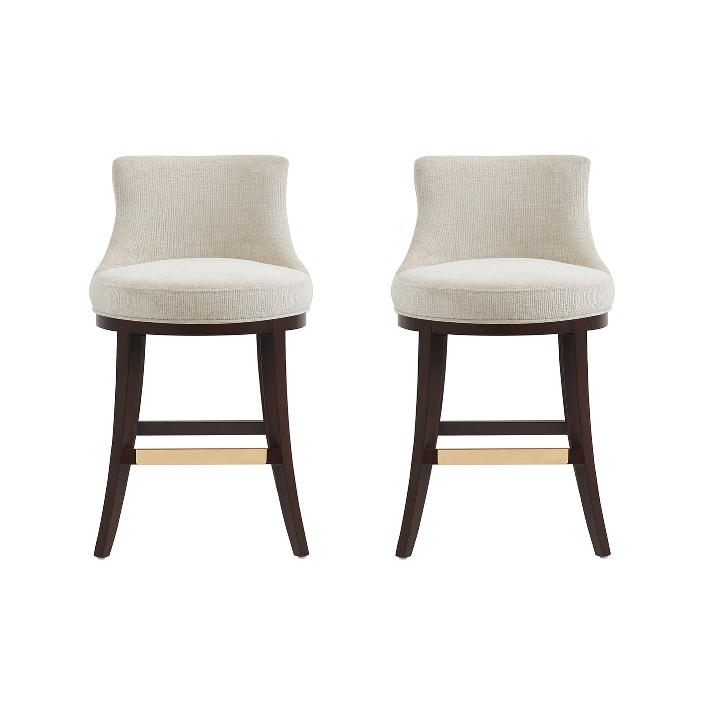 Lucia Modern Wood Chenille Counter Stool in Natural - Set of 2 2-CS022-NA