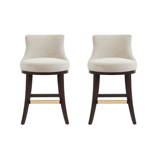 Lucia Modern Wood Chenille Counter Stool in Natural - Set of 2 2-CS022-NA
