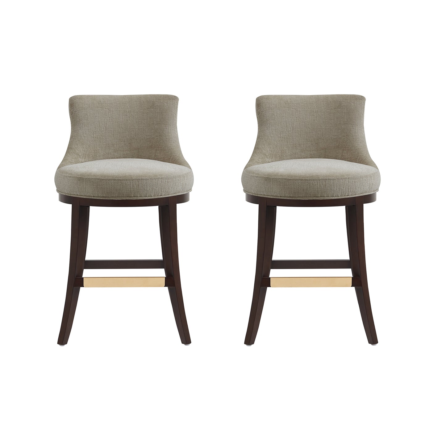 Lucia Modern Wood Chenille Counter Stool in Taupe - Set of 2 2-CS022-TP
