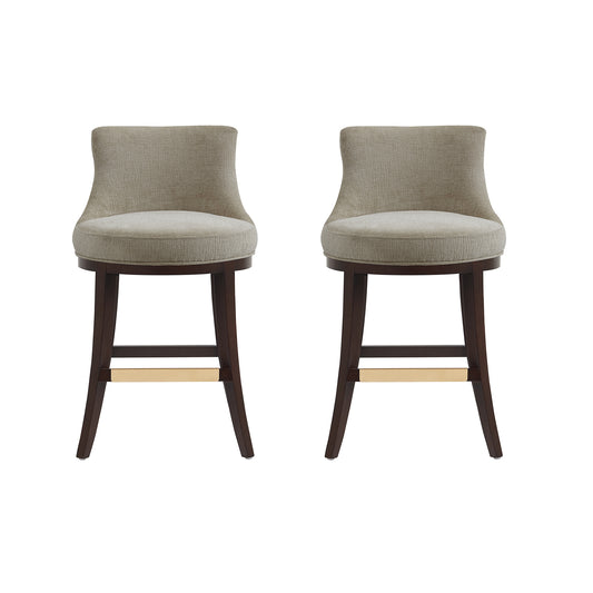 Lucia Modern Wood Chenille Counter Stool in Taupe - Set of 2 2-CS022-TP