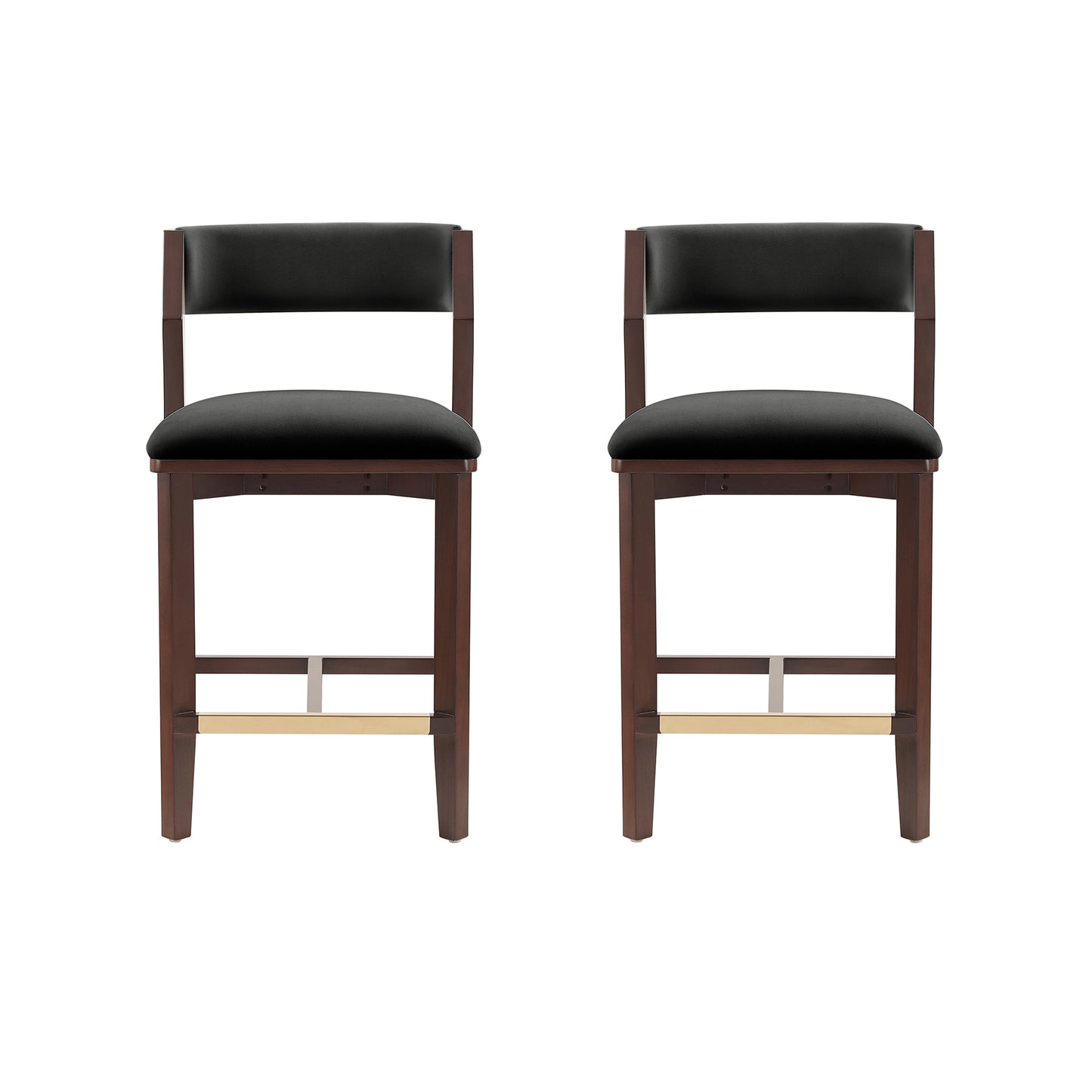 Patricia Modern Wood Upholstered Counter Stool in Black - Set of 2 2-CS023-BK