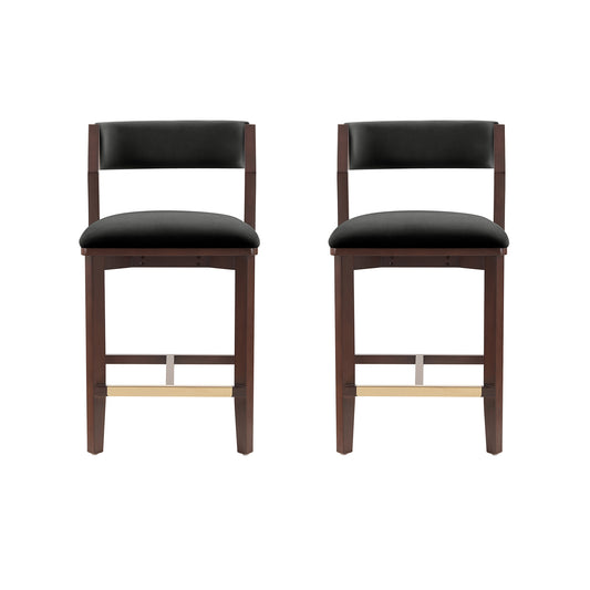Patricia Modern Wood Upholstered Counter Stool in Black - Set of 2 2-CS023-BK