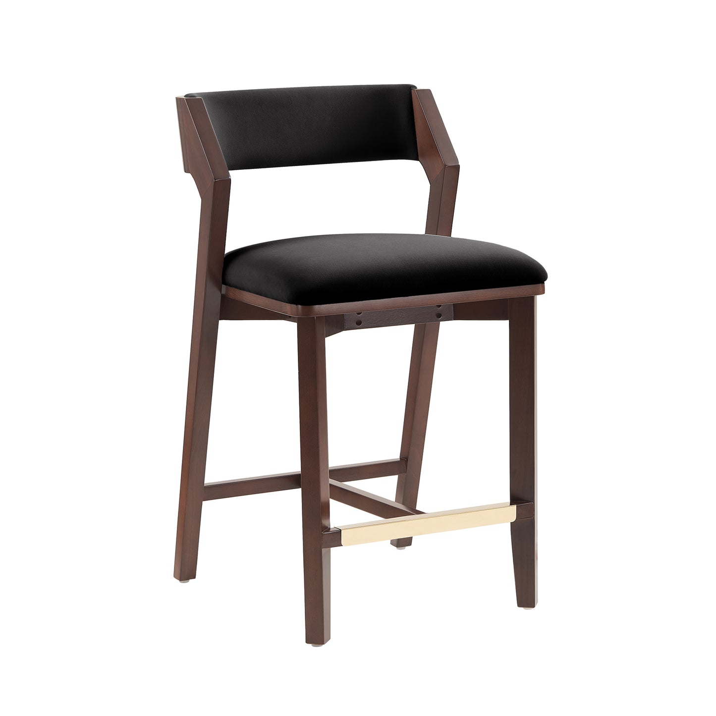 Patricia Modern Wood Upholstered Counter Stool in Black - Set of 2 2-CS023-BK