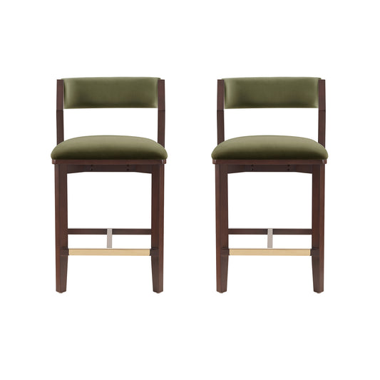 Patricia Modern Wood Upholstered Counter Stool in Turtle Green - Set of 2 2-CS023-GR