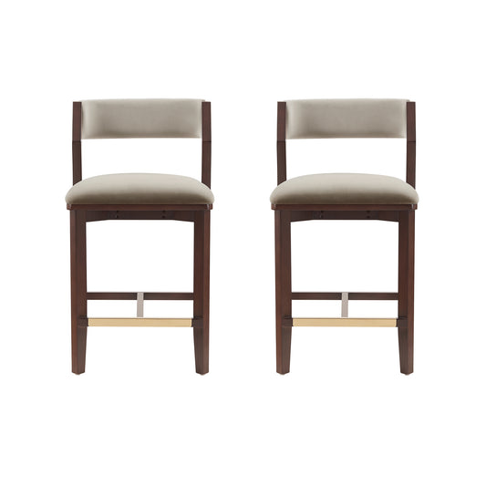 Patricia Modern Wood Upholstered Counter Stool in Linen - Set of 2 2-CS023-LN