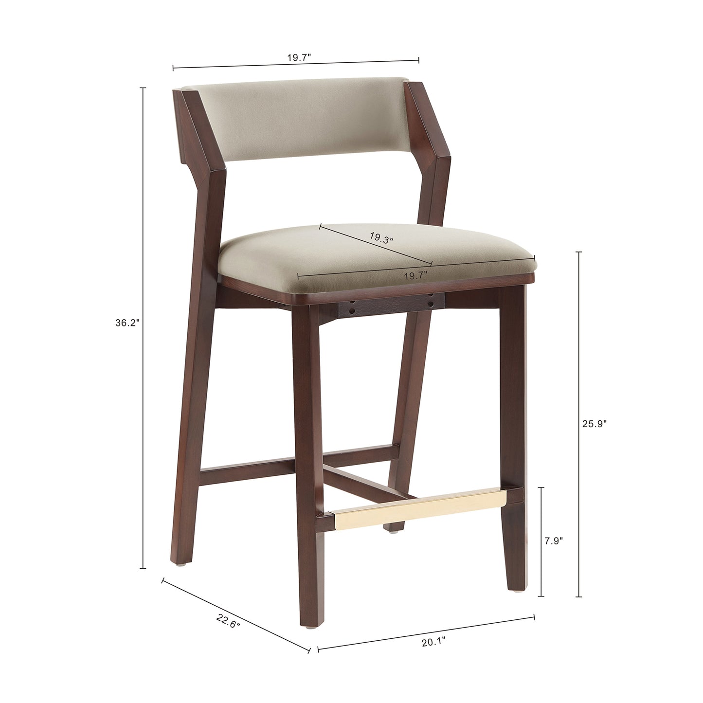 Patricia Modern Wood Upholstered Counter Stool in Linen - Set of 2 2-CS023-LN