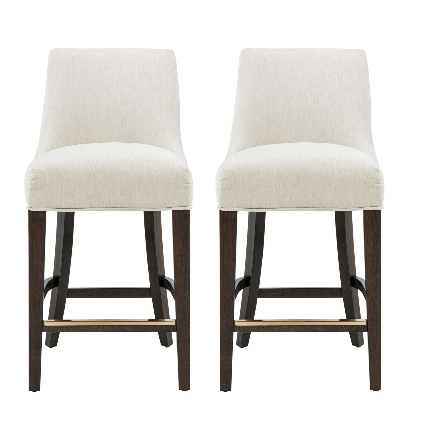 Beever Modern Wood Chenille Counter Stool in Cream - Set of 2 2-CS024-CR
