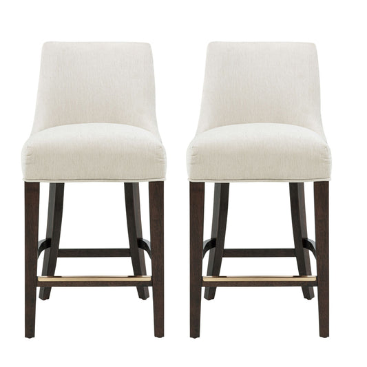 Beever Modern Wood Chenille Counter Stool in Cream - Set of 2 2-CS024-CR