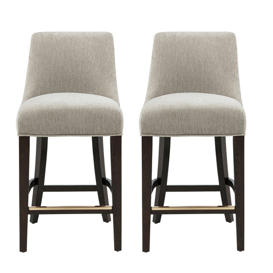 Beever Modern Wood Chenille Counter Stool in Taupe - Set of 2 2-CS024-TP