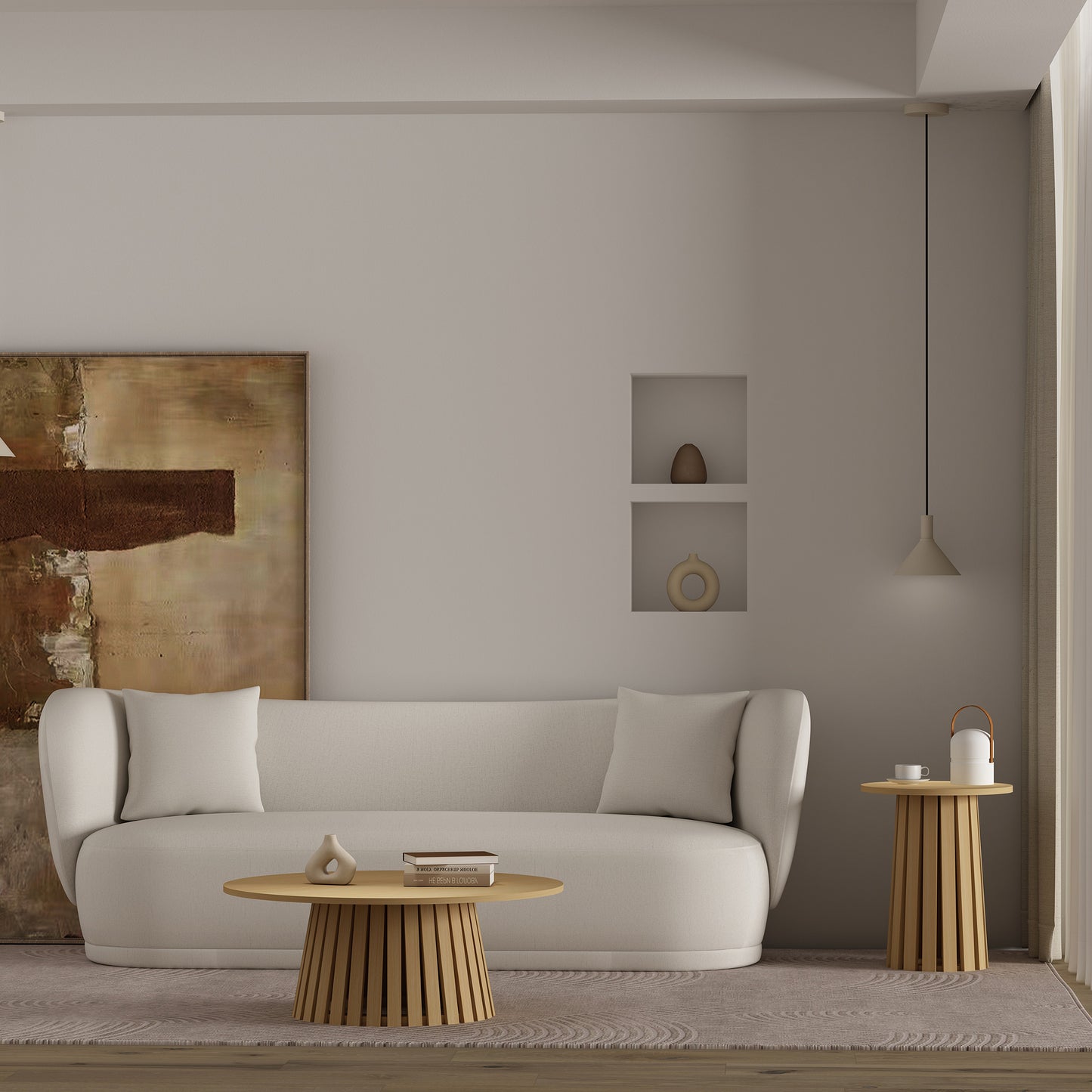 Layla Scandinavian Modern 2-Piece Coffee Table & End Table Set in Light Oak 2-CTET1912-NA
