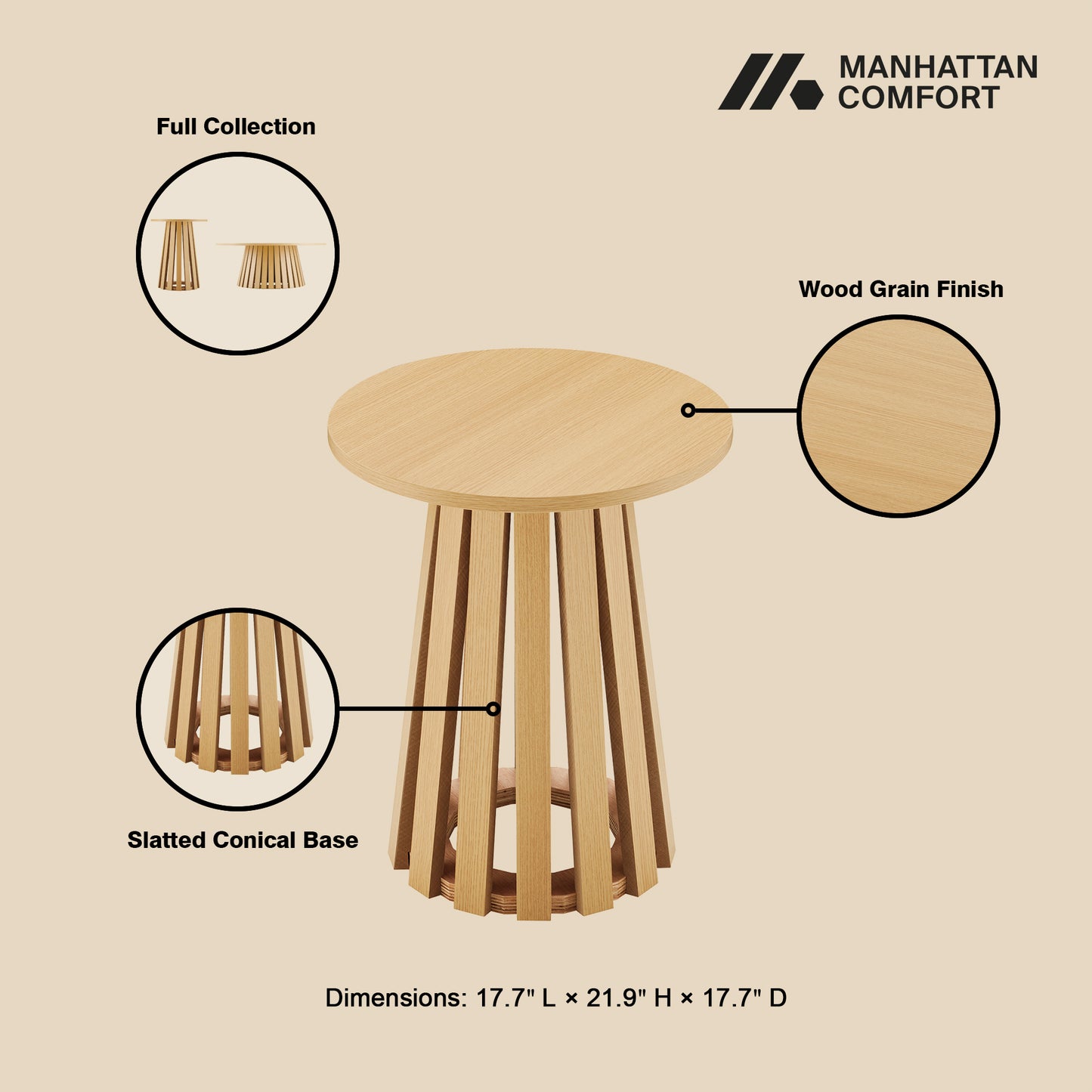 Layla Scandinavian Modern 2-Piece Coffee Table & End Table Set in Light Oak 2-CTET1912-NA