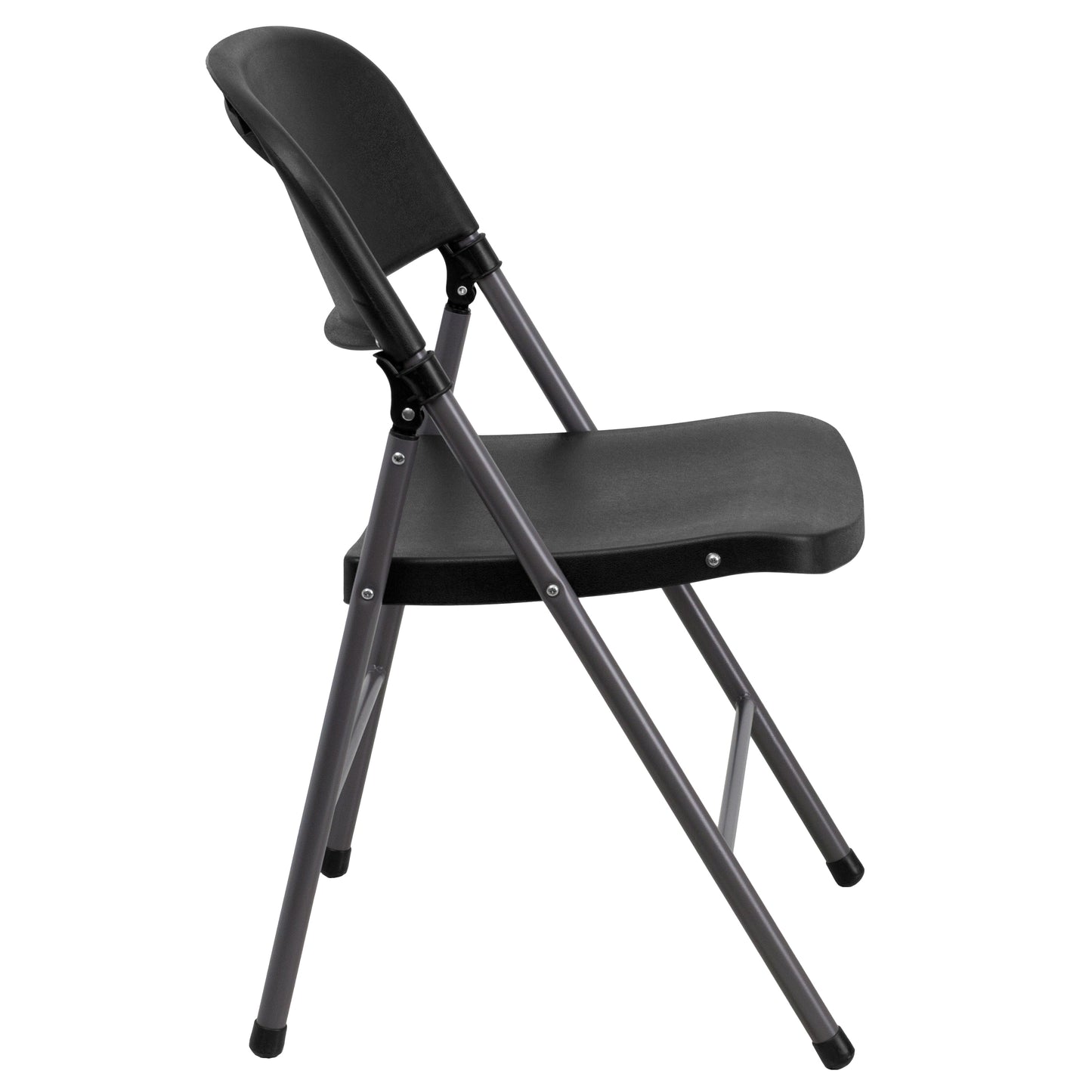 2 Pack HERCULES Series 330 lb. Capacity Black Plastic Folding Chair with Charcoal Frame Black 2-DAD-YCD-50-GG