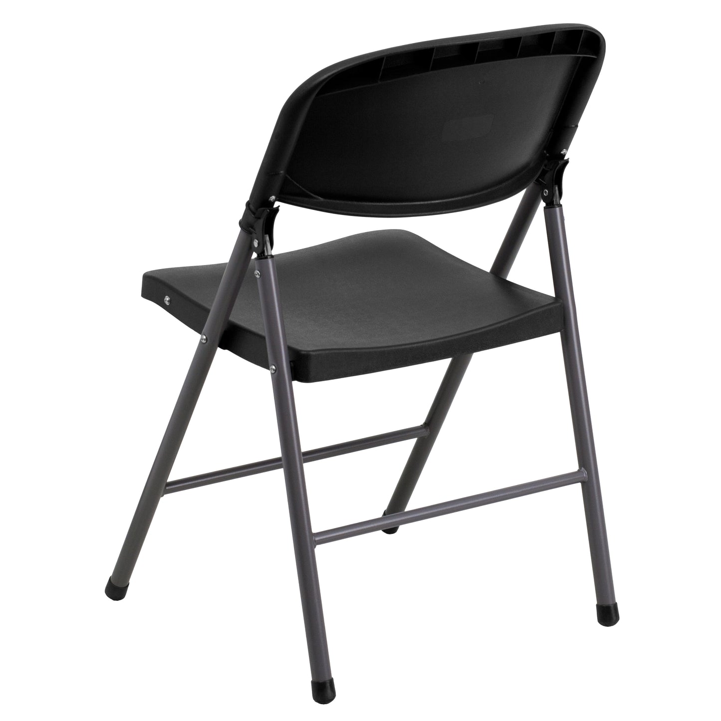 2 Pack HERCULES Series 330 lb. Capacity Black Plastic Folding Chair with Charcoal Frame Black 2-DAD-YCD-50-GG